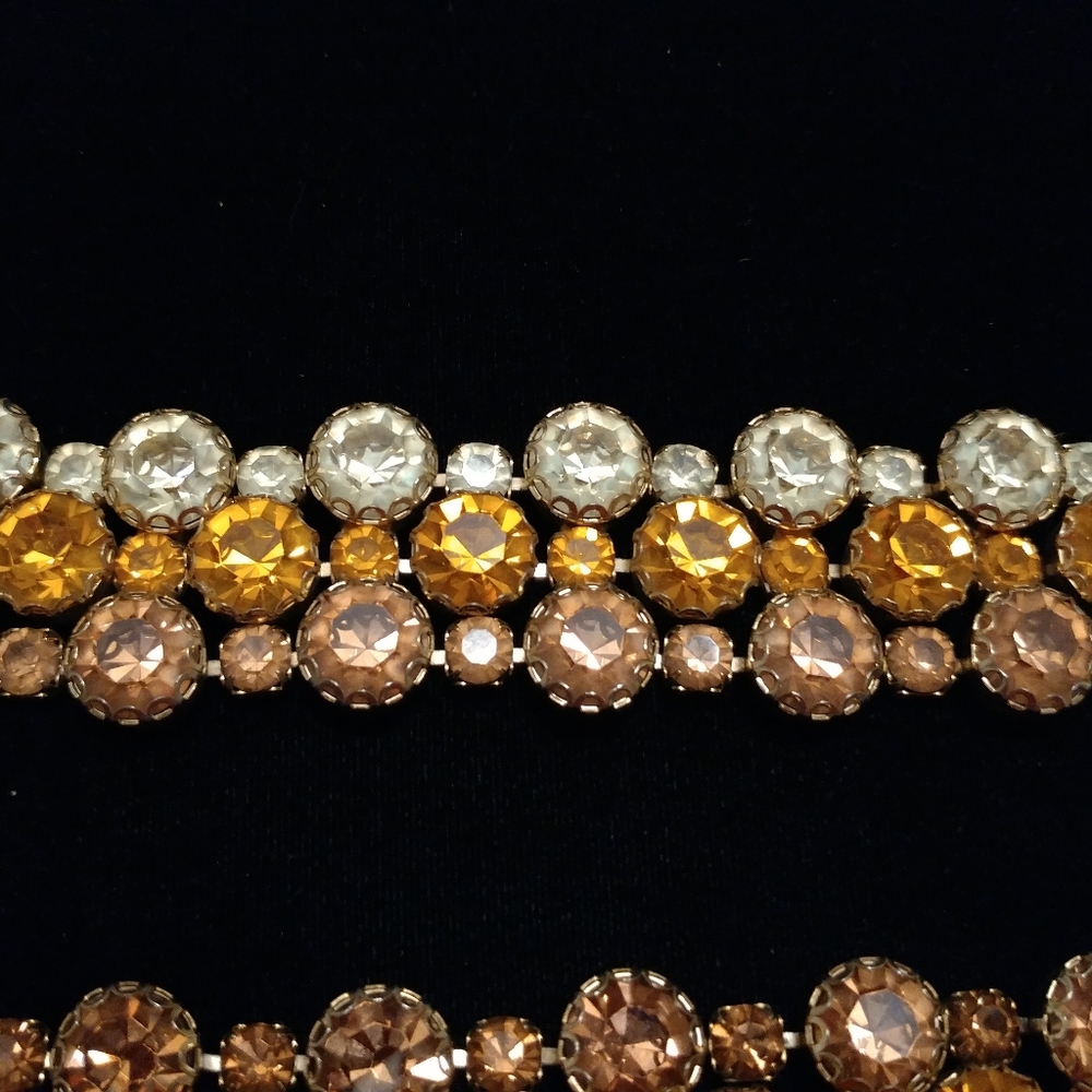 Showstopper Rhinestone Demi-parure Reverse Ombre Topaz Yellow Huge Fall Bling - Picture 12 of 14